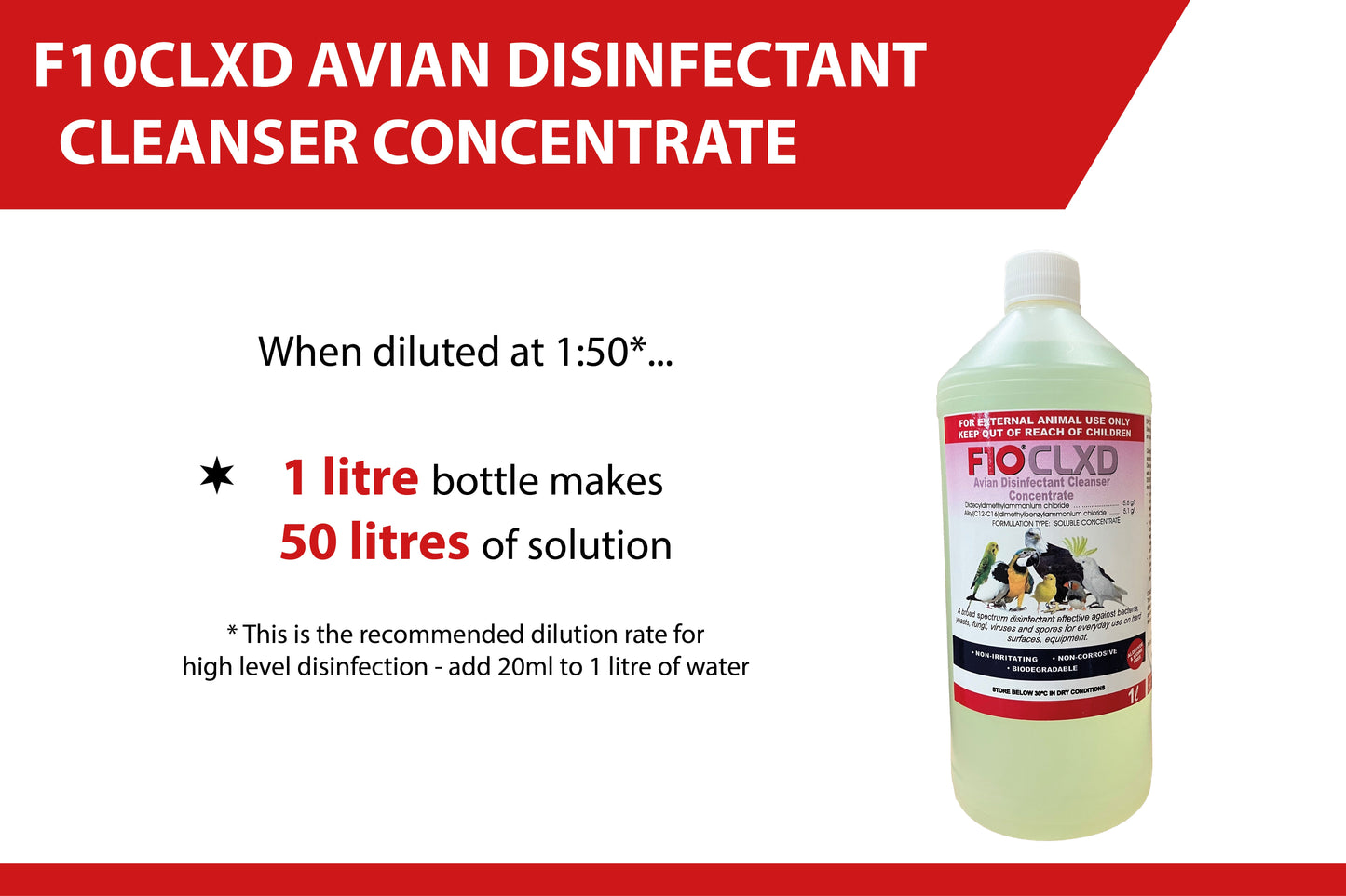 F10CLXD Avian Disinfectant Cleanser Concentrate